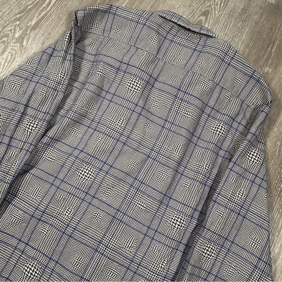 Robert Graham Mens Shirt XL Gray Blue Plaid Bubble Effect Flip Cuff Long Sleeve - Picture 6 of 9